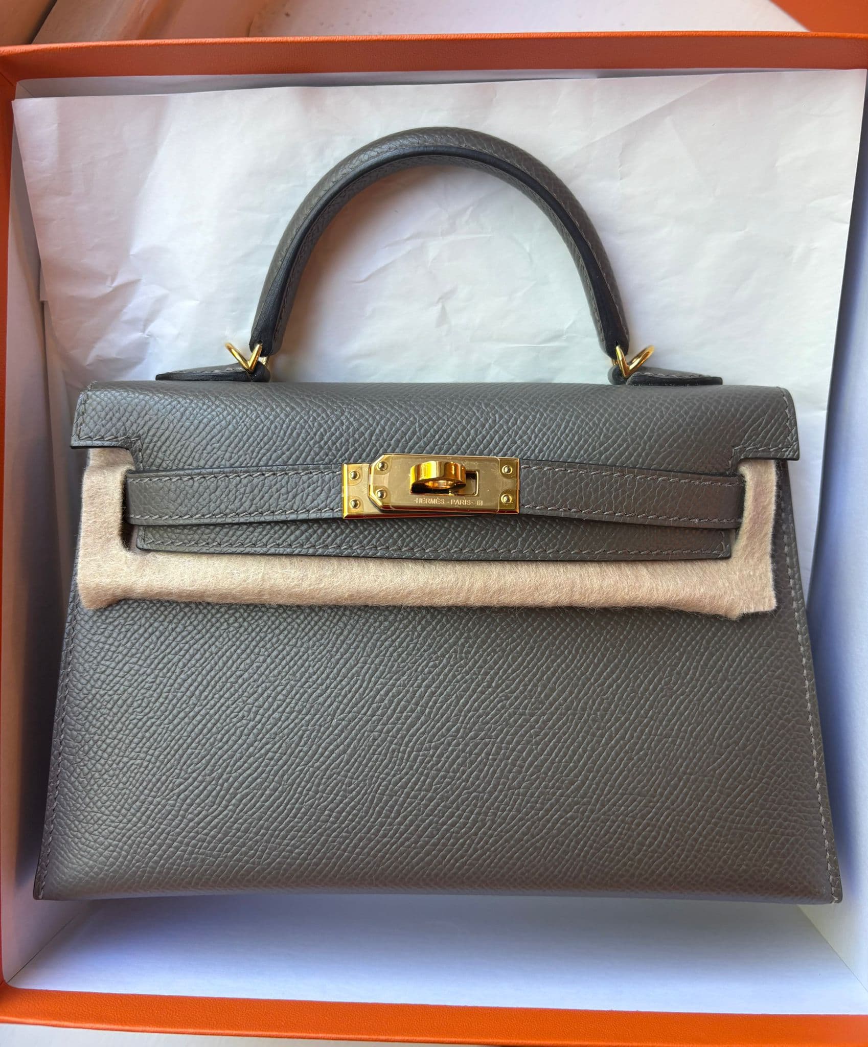 Hermès in gris meyer Epsom Gold (GHW) hardware