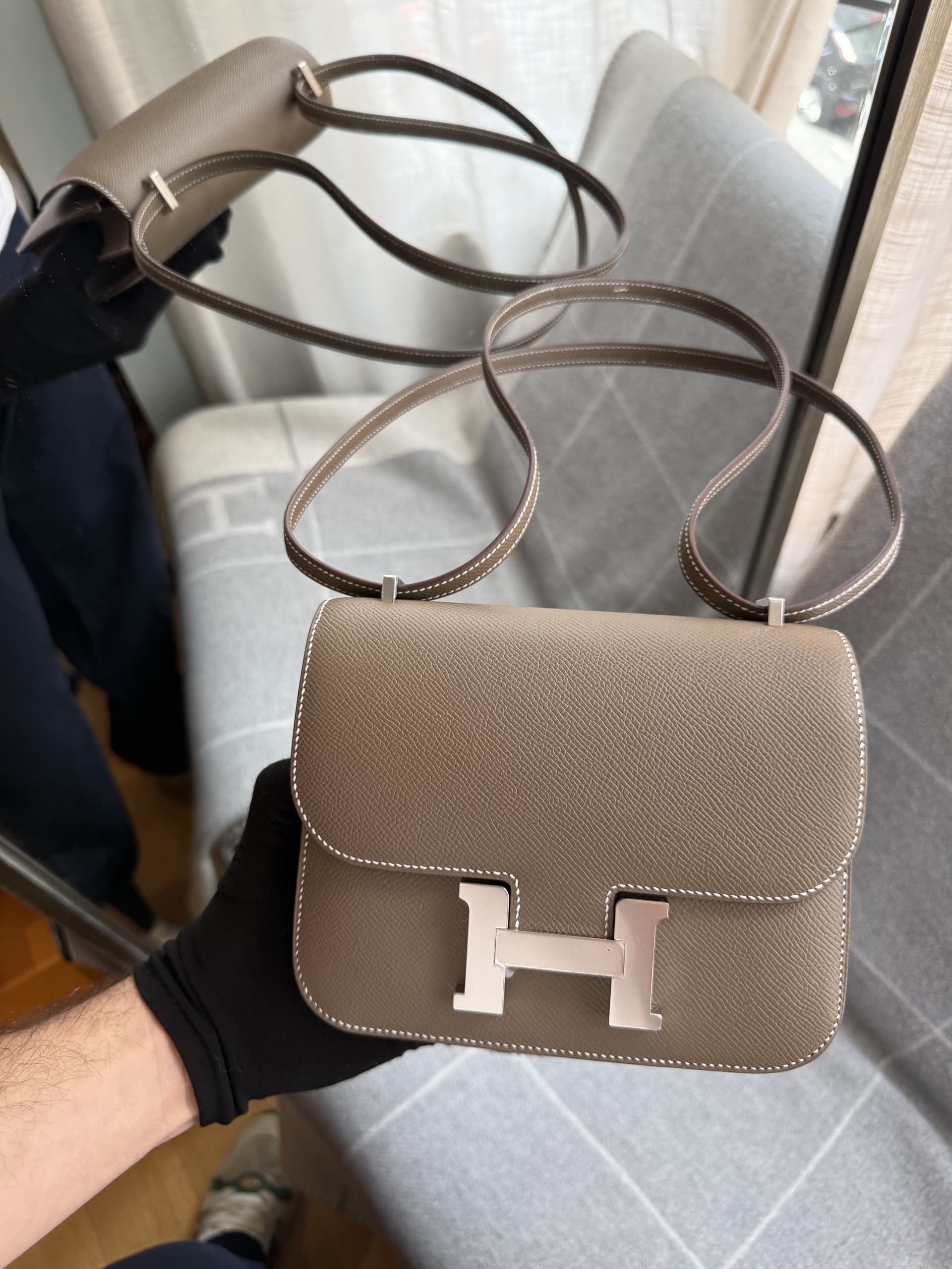 Hermès Constance 18 18cm in Etoupe Epsom Palladium (PHW) hardware
