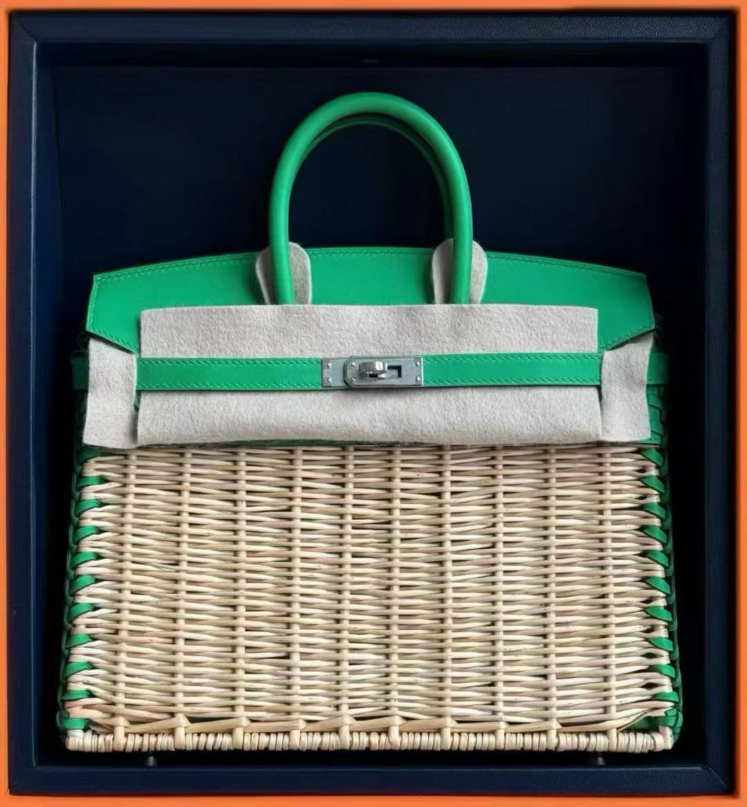 Hermès Birkin 25 25cm in Menthe Swift Palladium (PHW) hardware — front view