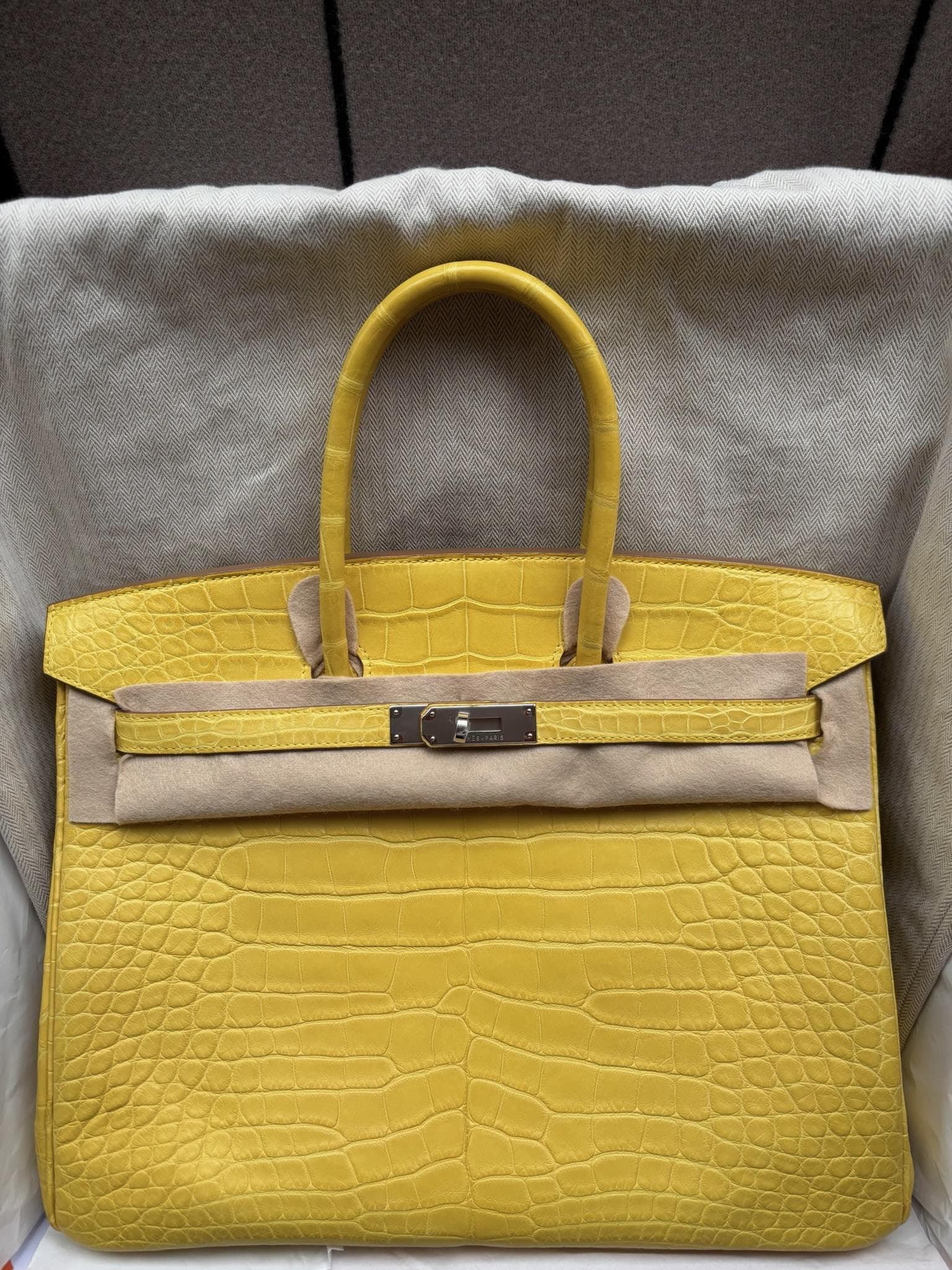 Hermès Birkin 35 35 in Mimosa Alligator — front view