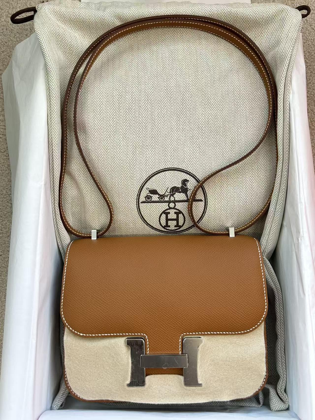 Hermès Other in Gold Epsom Palladium (PHW) hardware — front view
