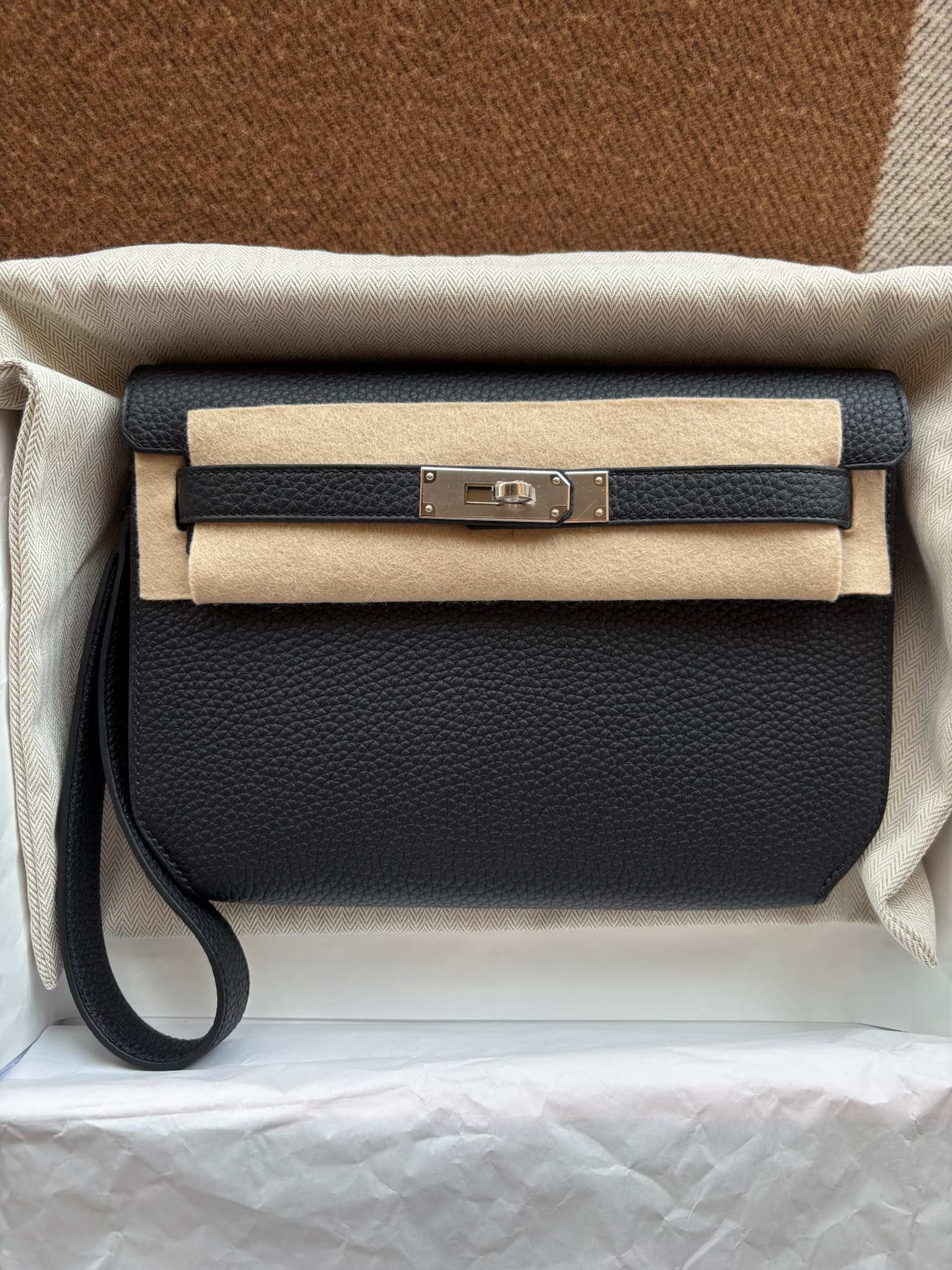 Hermès Other in Black Togo Palladium (PHW) hardware — front view