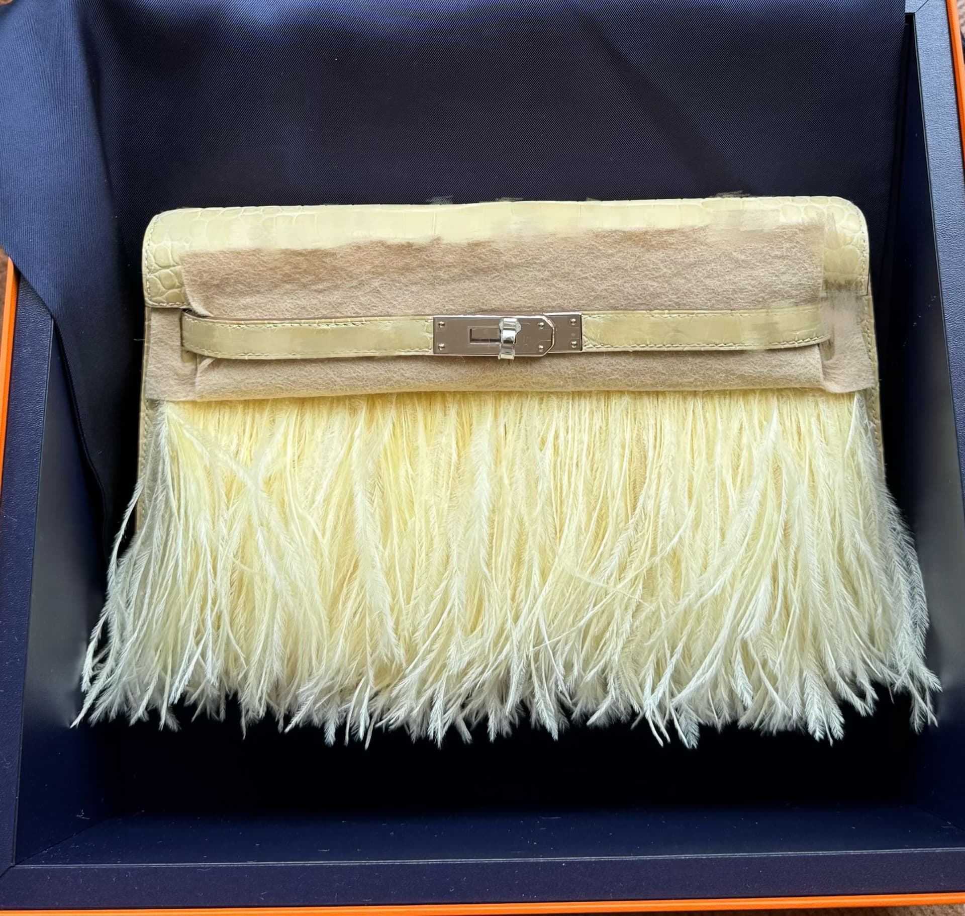 Hermès Other in Vanilla Alligator Palladium (PHW) hardware — front view