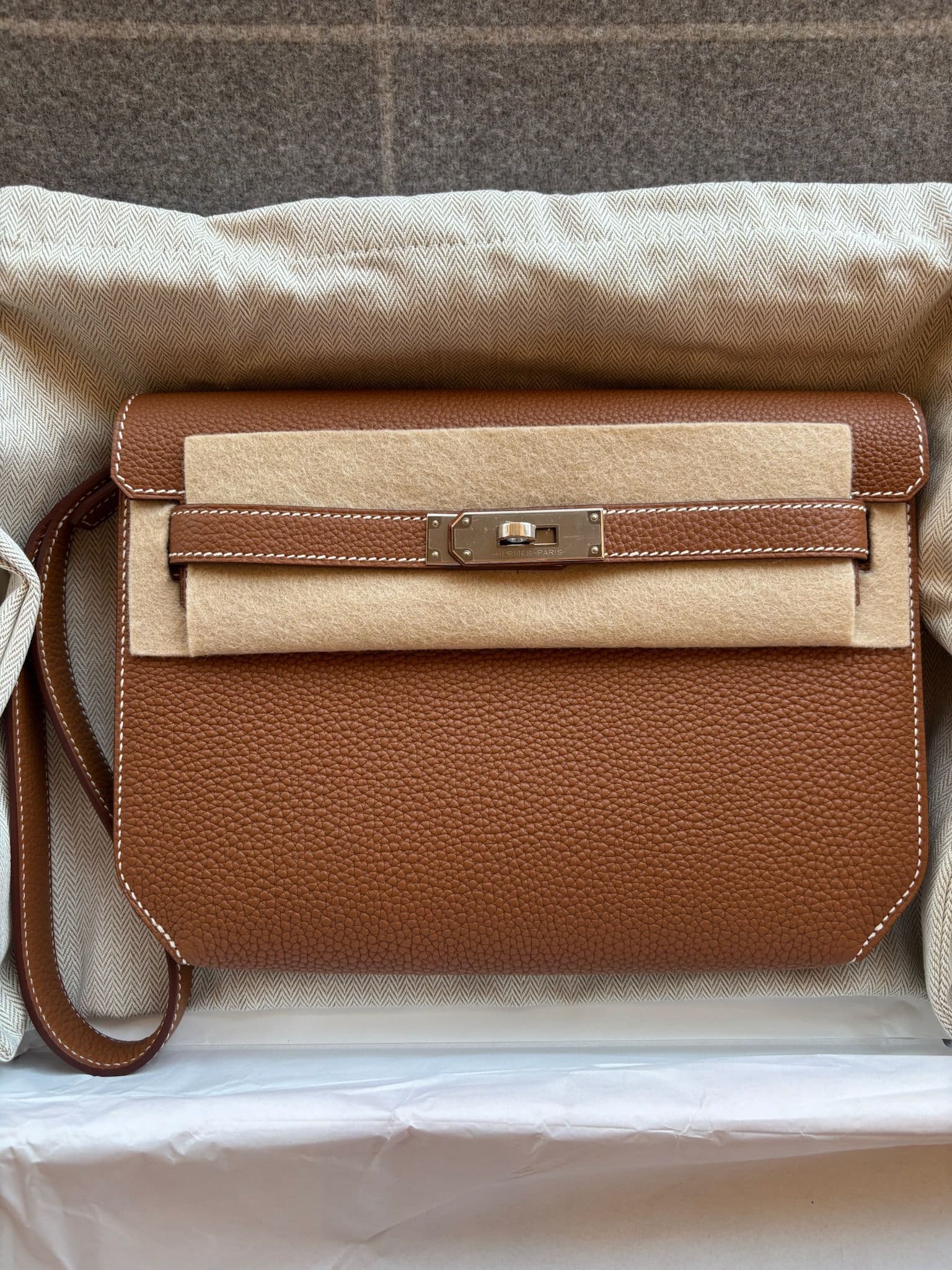 Hermès Other in Gold Togo Palladium (PHW) hardware — front view