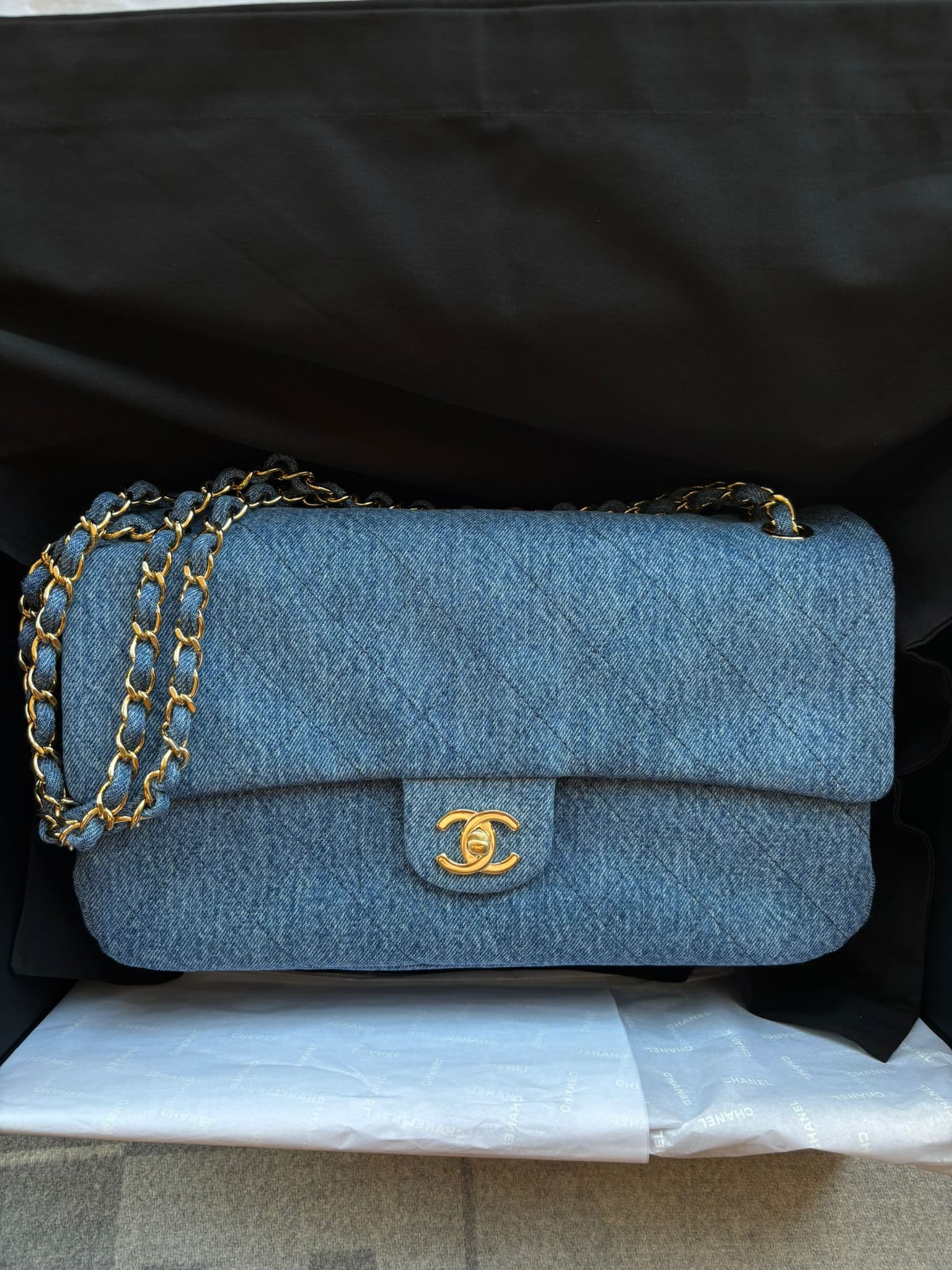 Hermès Other in Denim Blue Gold (GHW) hardware — front view