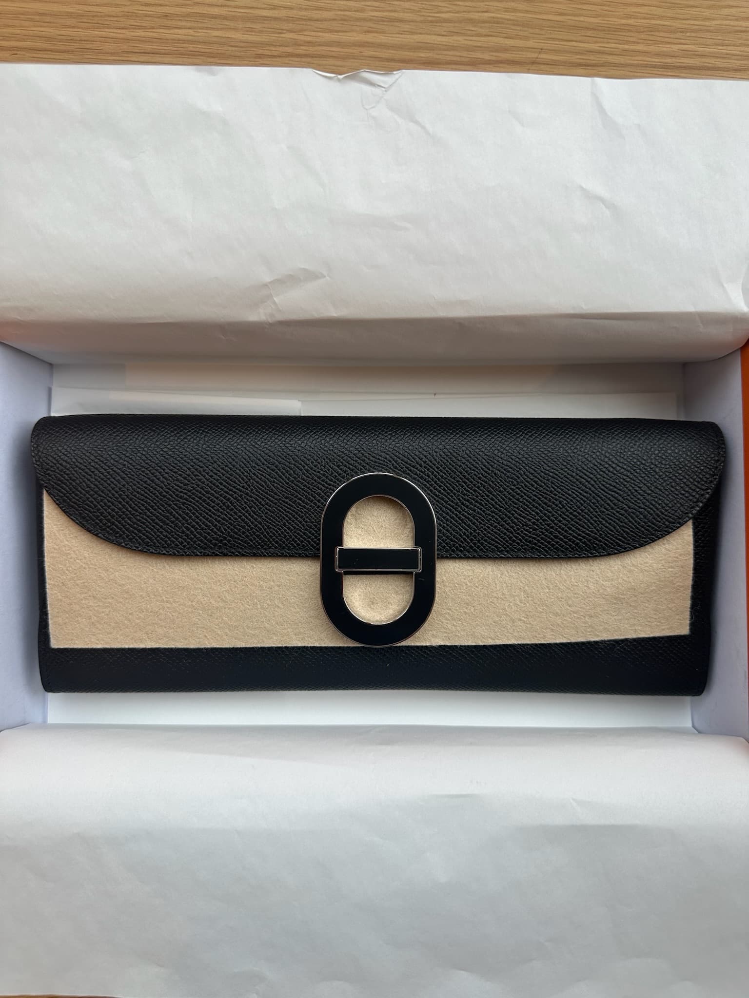 Hermès Other in Black Lacquer Epsom Palladium (PHW) hardware — front view