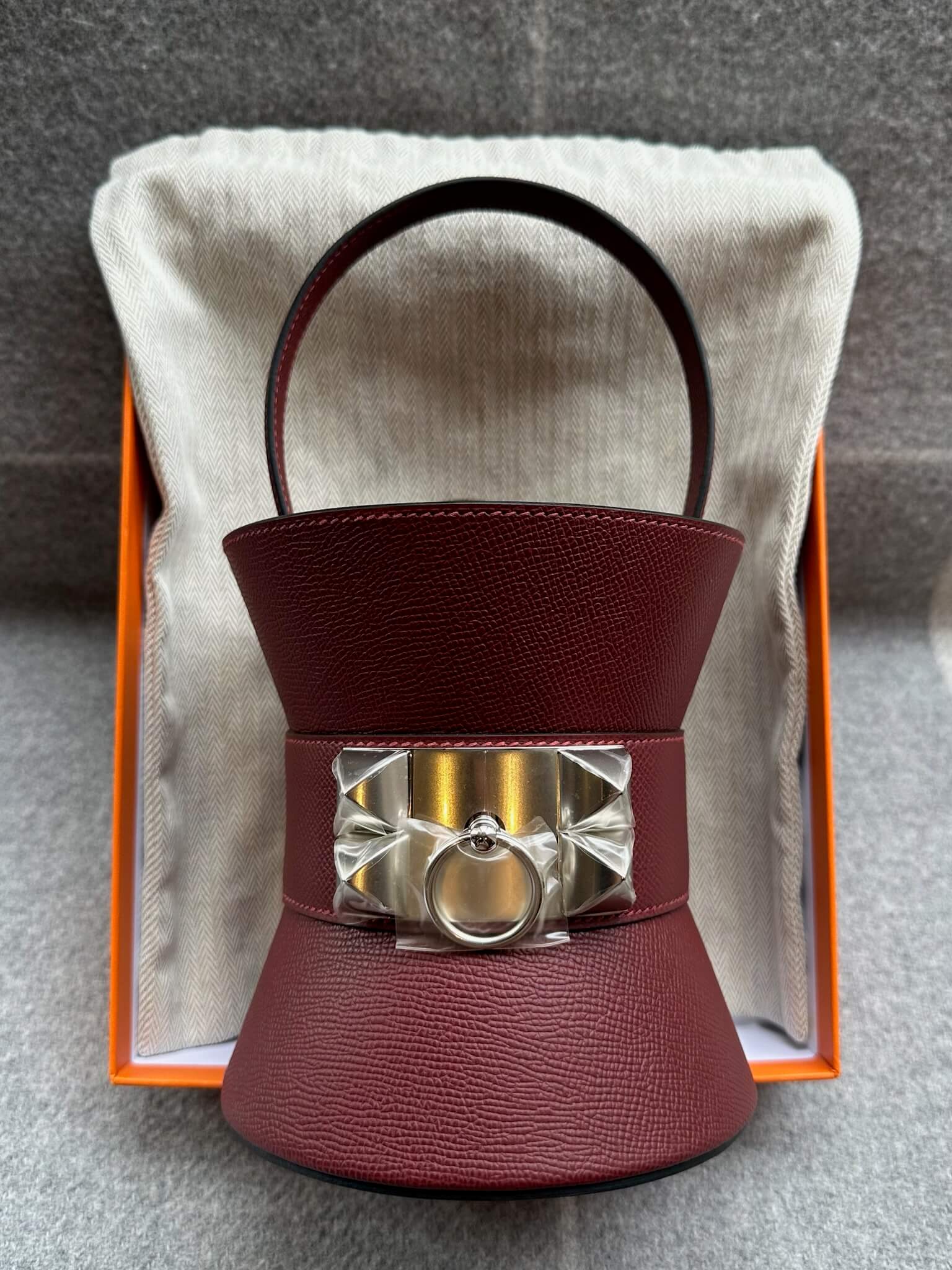 Hermès Other in Rouge H Epsom Palladium (PHW) hardware — front view