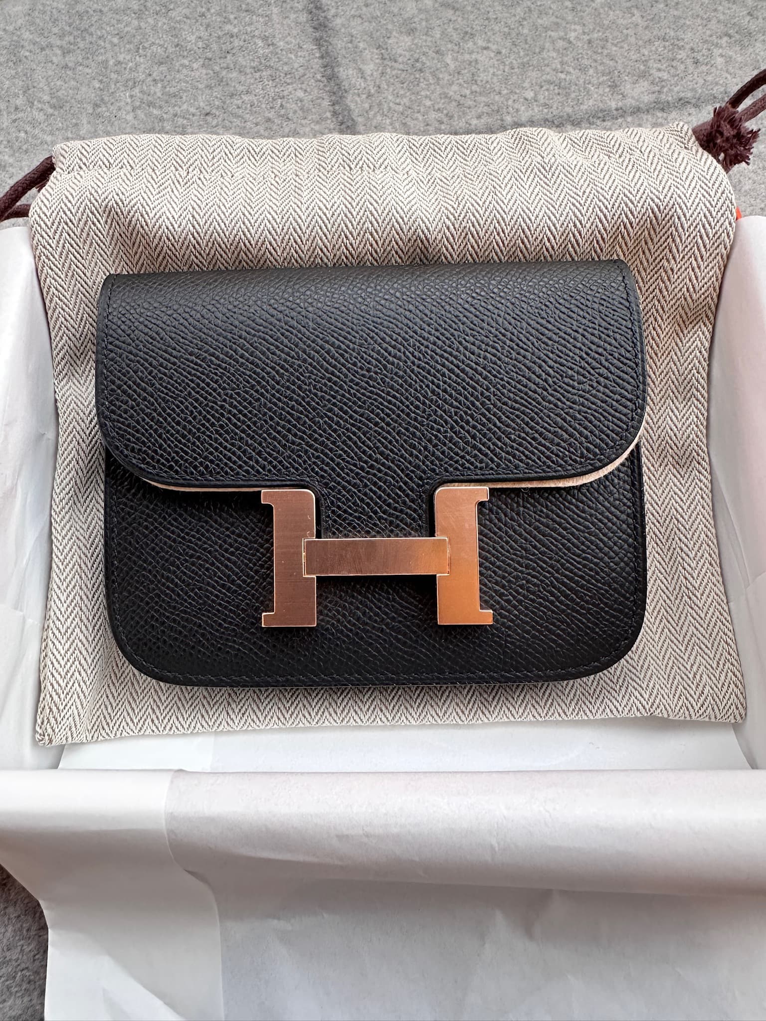 Hermès Other in Black Epsom Rose Gold hardware — front view