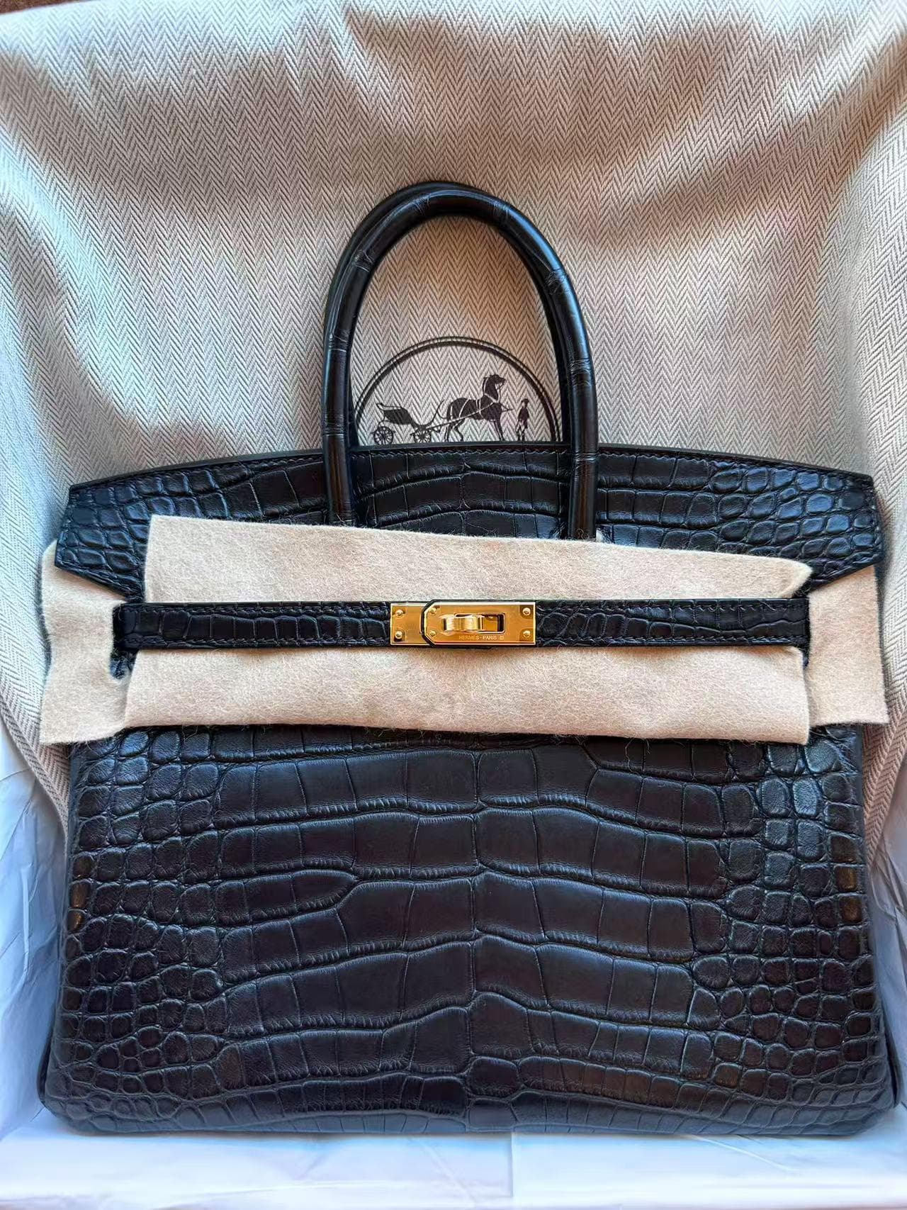 Hermès Birkin 25 25 in Black Gold (GHW) hardware — front view