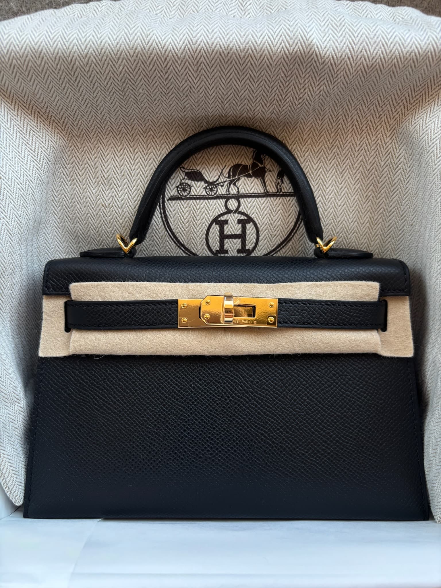 Hermès Other 20 in Black Epsom Gold (GHW) hardware — front view