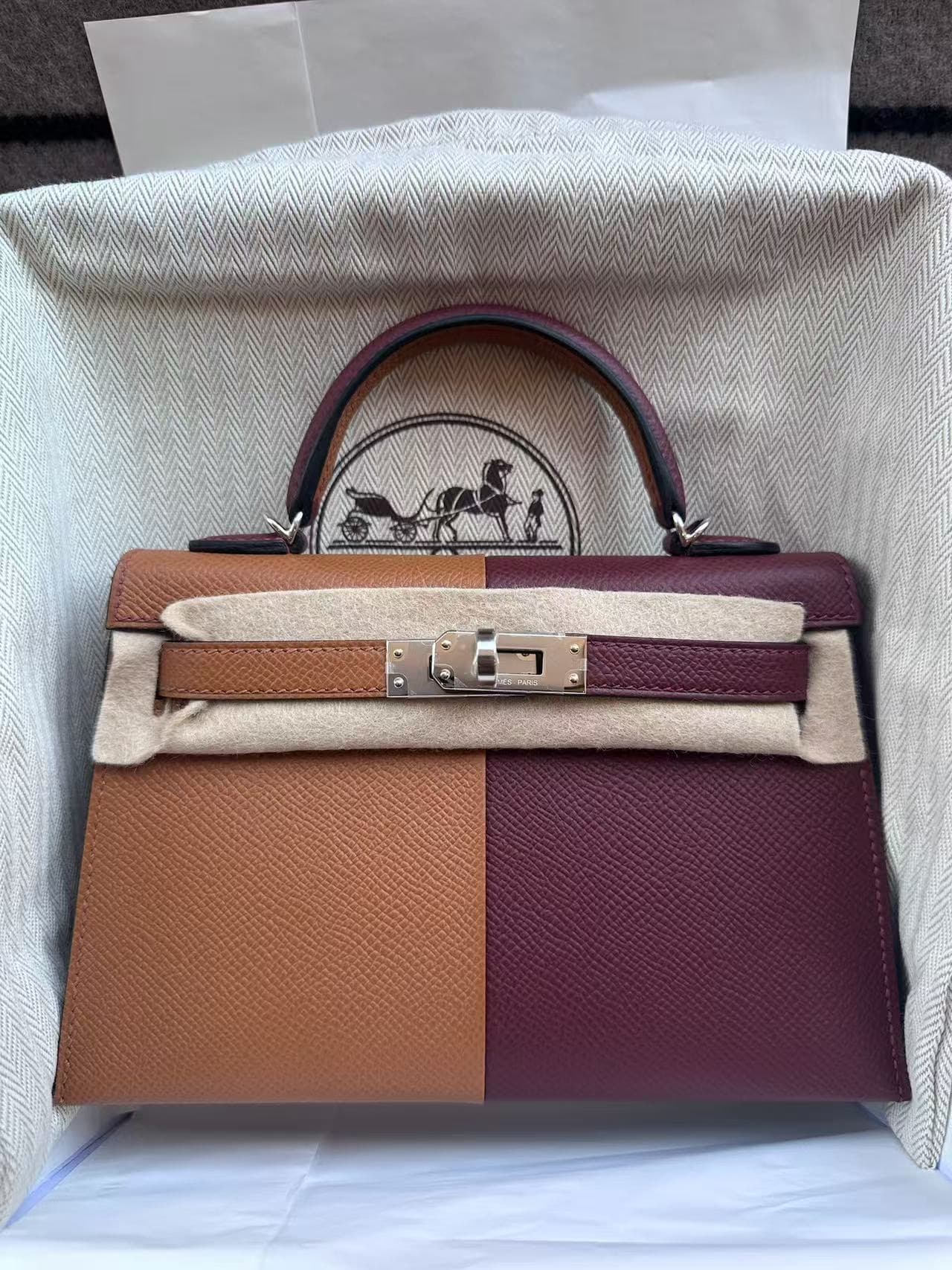 Hermès Other 20 in Gold / Rouge H / Rose Lipstick Epsom Palladium (PHW) hardware — front view