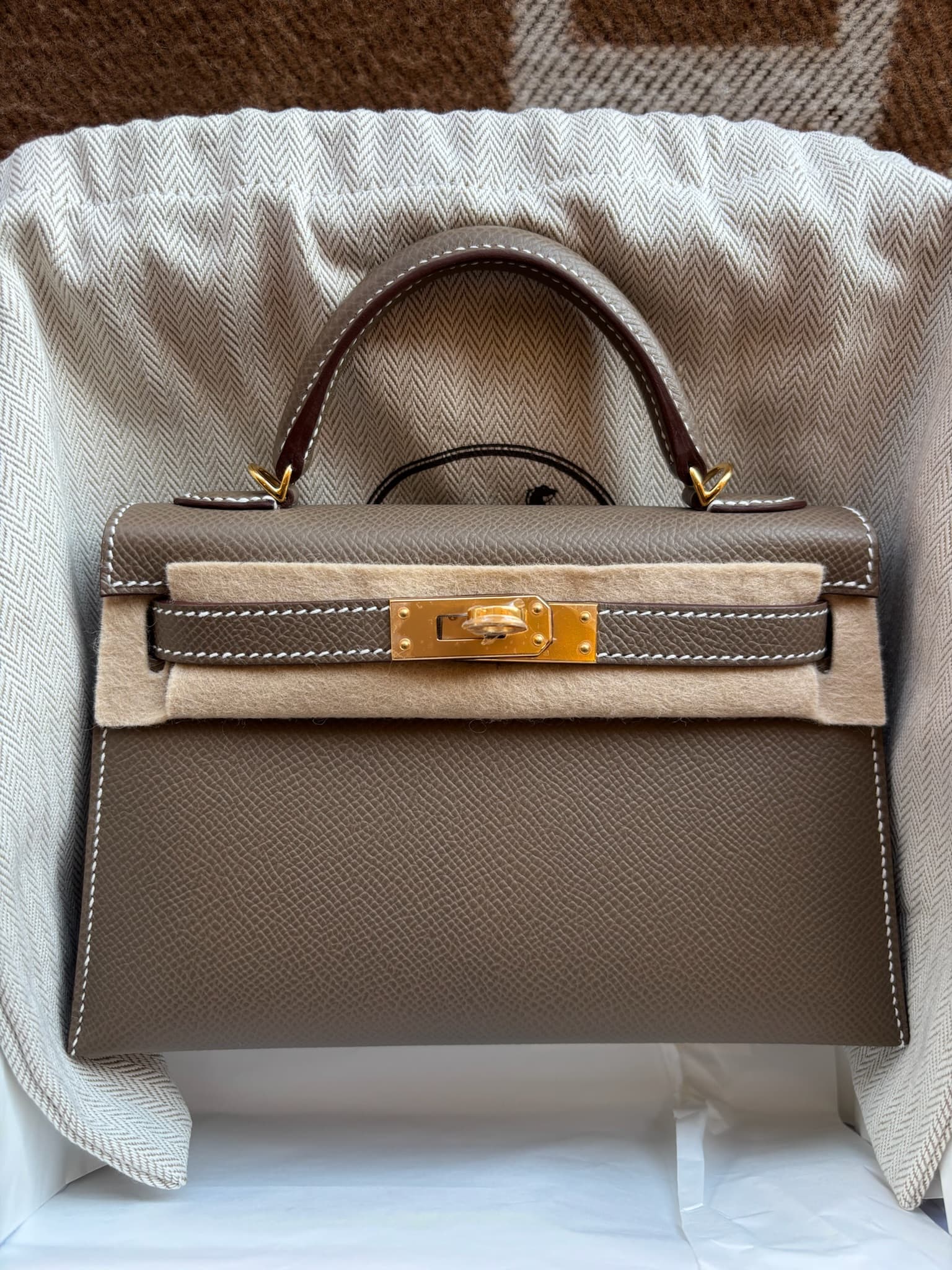 Hermès Other 20 in Etoupe Epsom Gold (GHW) hardware — front view