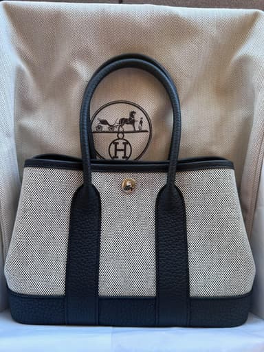 Hermès Neo Garden Party 23 Noir Toile & Negonda PHW