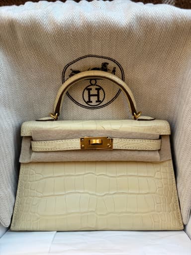Hermès Mini Kelly Vanilla Matt Alligator GHW