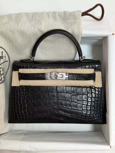Hermès Mini Kelly Black Matte Alligator PHW