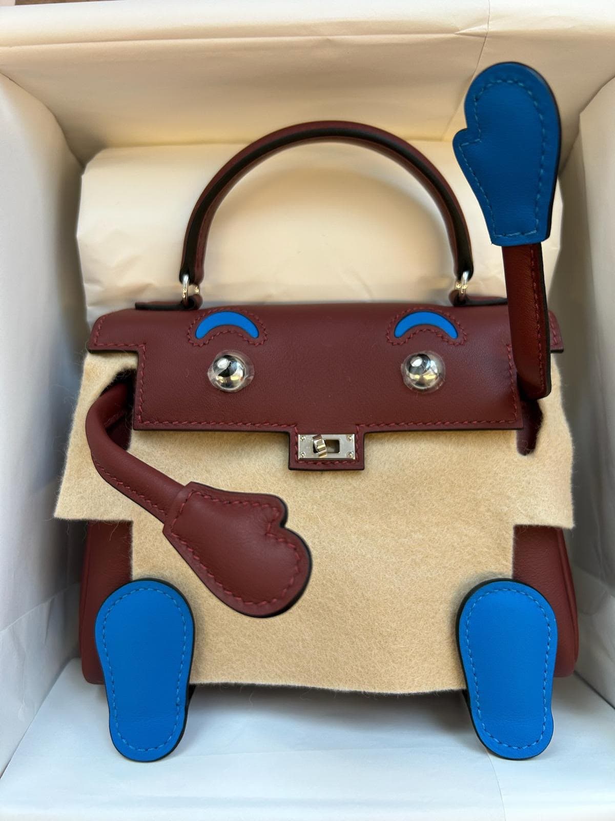 Hermès Other in Rouge H & Bleu Zellige Swift Palladium (PHW) hardware — front view