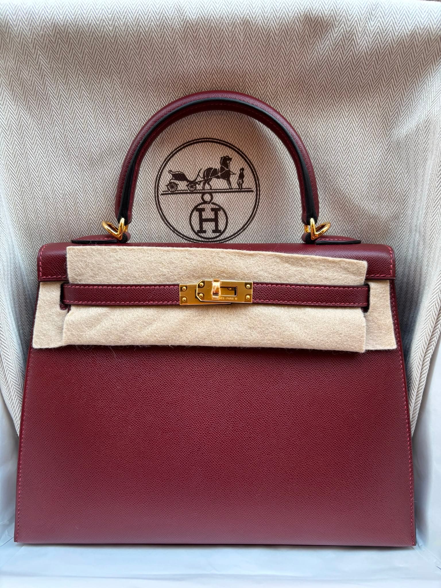Hermès Kelly 25 25 in Rouge H Other Gold (GHW) hardware — front view