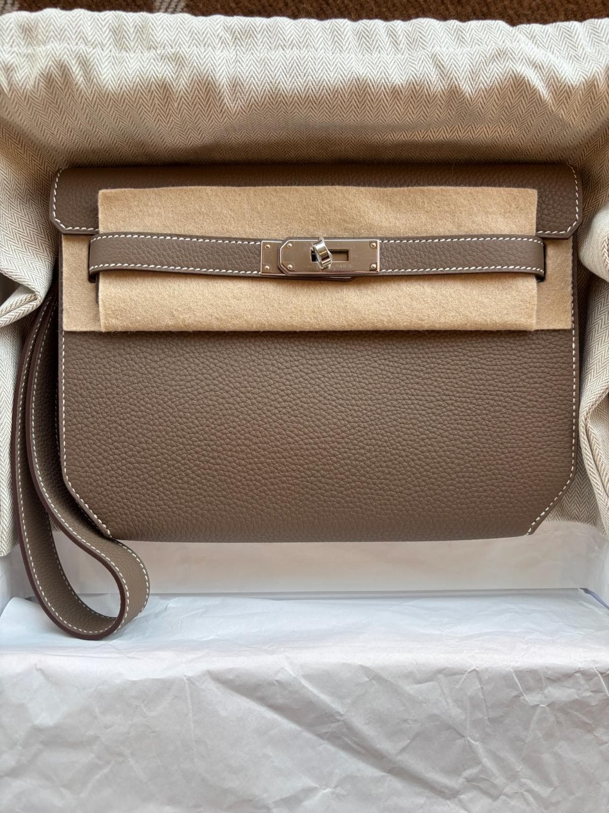 Hermès Other in Etoupe Togo Palladium (PHW) hardware — front view