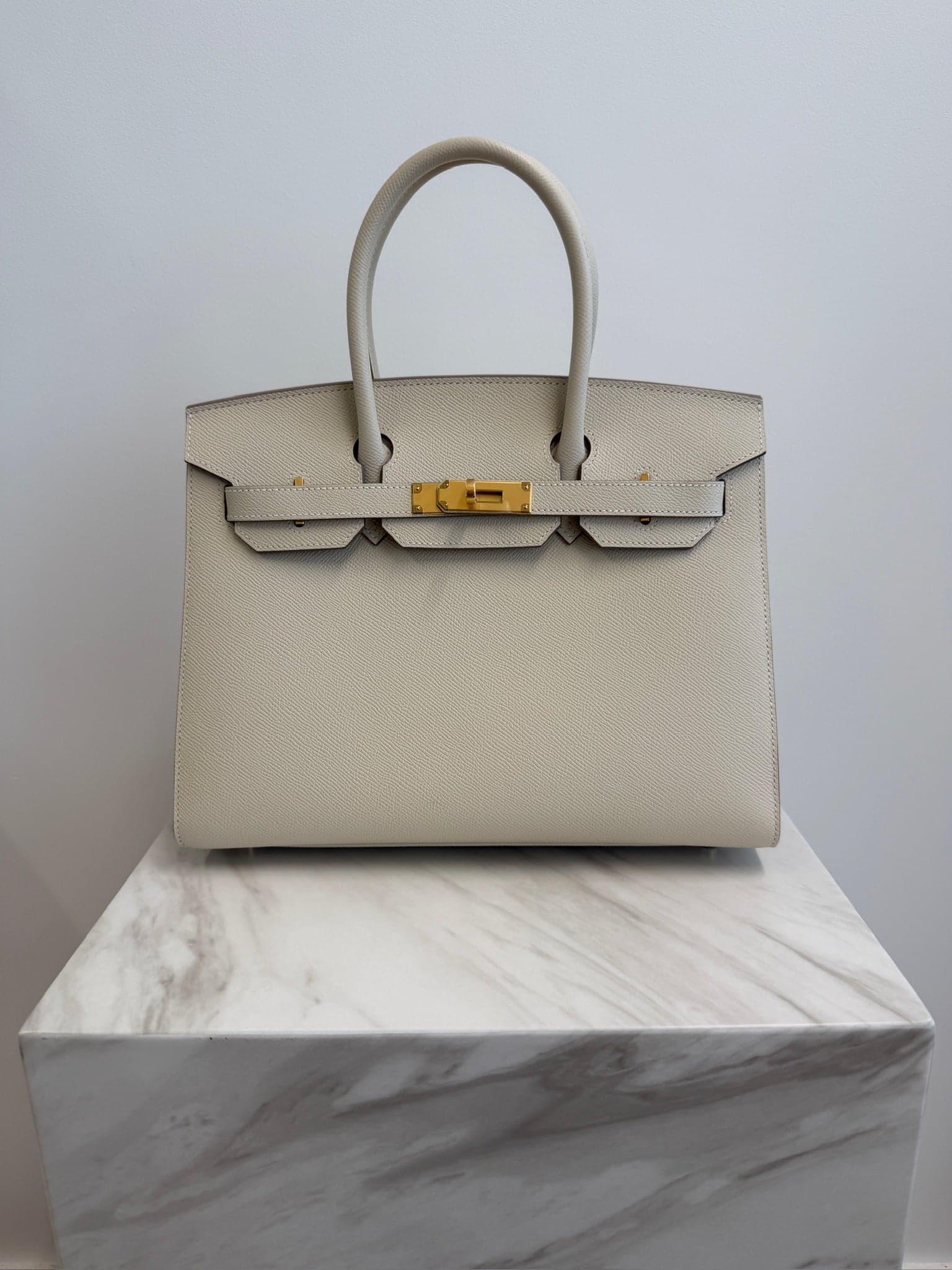 Hermès Birkin 30 Sellier 30 in Craie Epsom Gold Hardware hardware — front view
