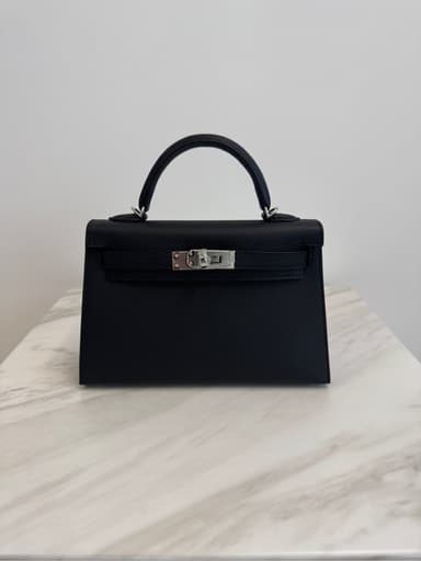 Hermès Mini Kelly Black/ Gold Epsom Palladium Hardware