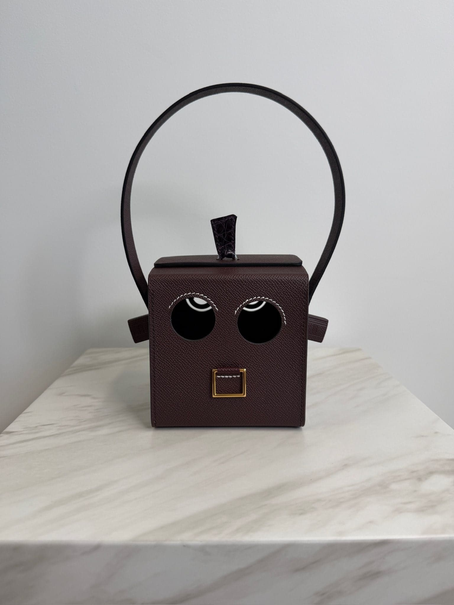 Hermès Petit H robot Not Applicable in rouge sellier - cassis — front view