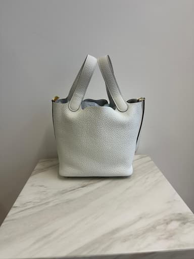 Hermès Picotin 18 New White Tourillion Clemence Gold Hardware