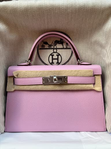 Hermès Mini Kelly Mauve Sylvestre Epsom Palladium Hardware
