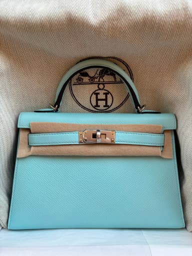 Hermès Mini Kelly Blue Zephyr Epsom PHW