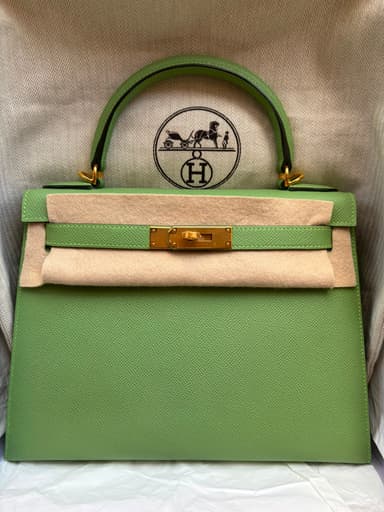 Hermès Kelly 28 Vert Criquet Epsom GHW