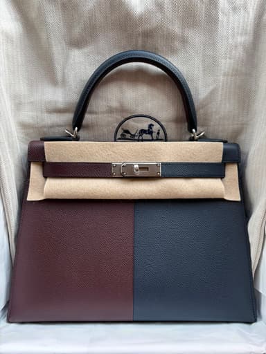 Hermès Kelly 28 Casaque Rouge Sellier & Blue Indigo Epsom PHW