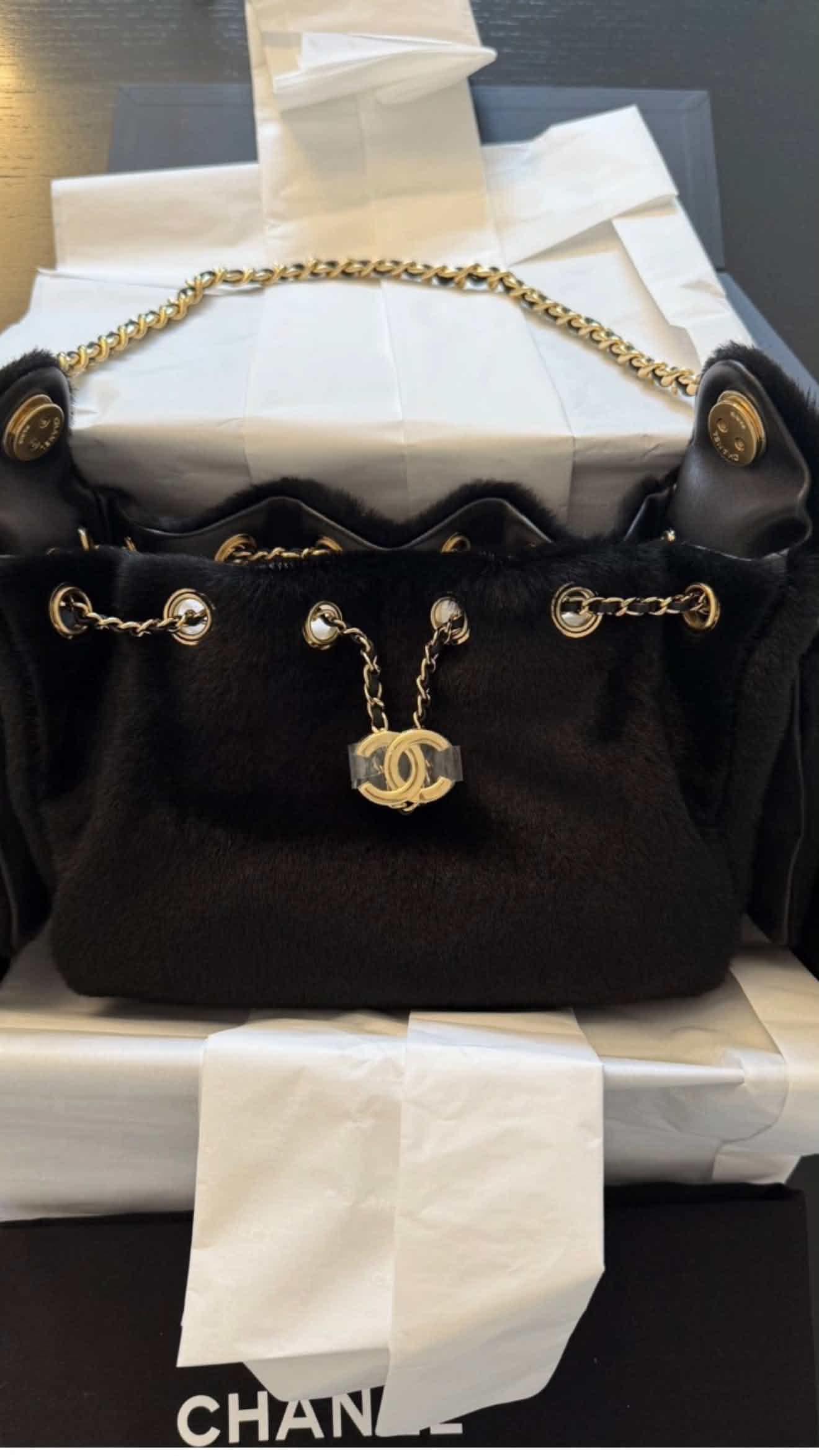 Chanel Other 25 in black Other Gold (GHW) hardware — front view