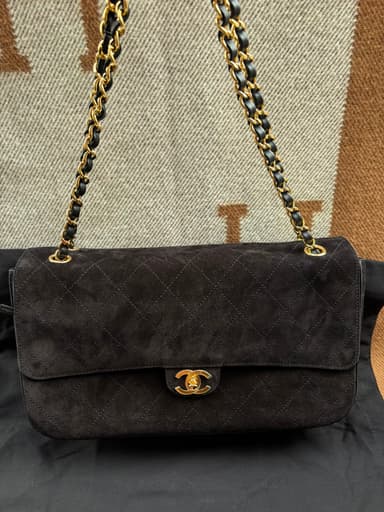 Chanel Maxi Flap Bag Black Suede GHW