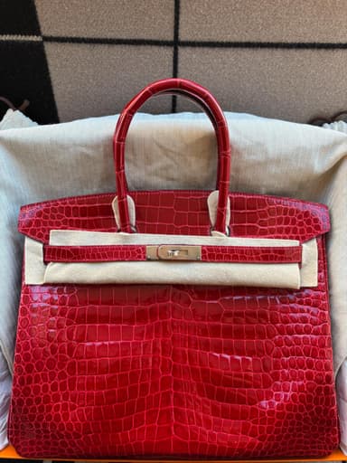 Hermès Birkin 35 Braise Shiny Porosus Crocodile PHW