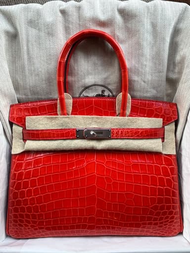 Hermès Birkin 30 Geranium Shiny Niloticus Crocodile PHW