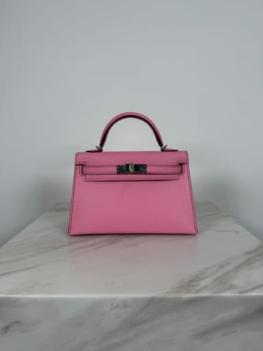 Hermès Mini Kelly Bubblegum Epsom Palladium Hardware