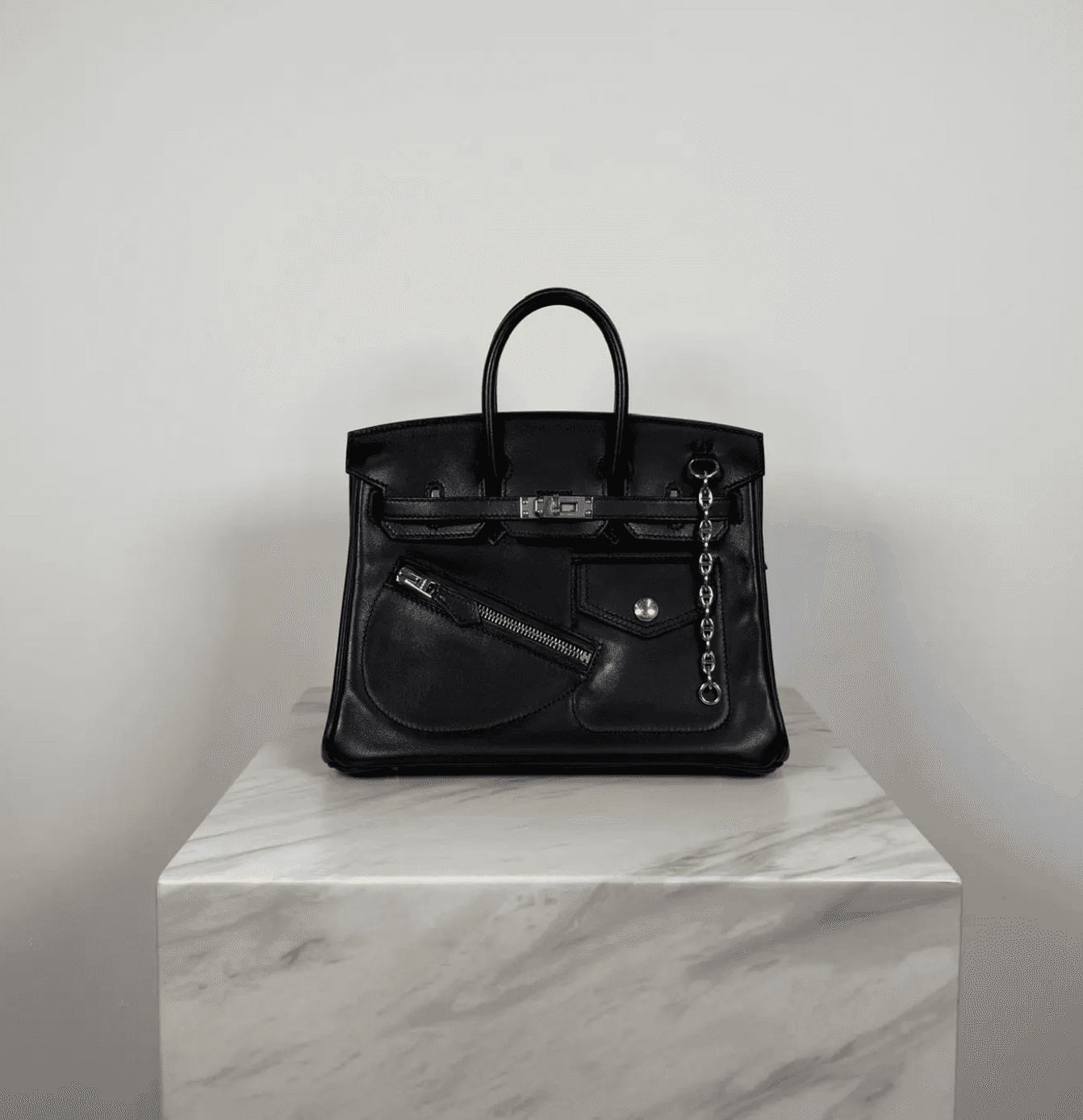 Hermès Birkin 25 Rock 25 in Black Volupto Palladium Hardware hardware — front view