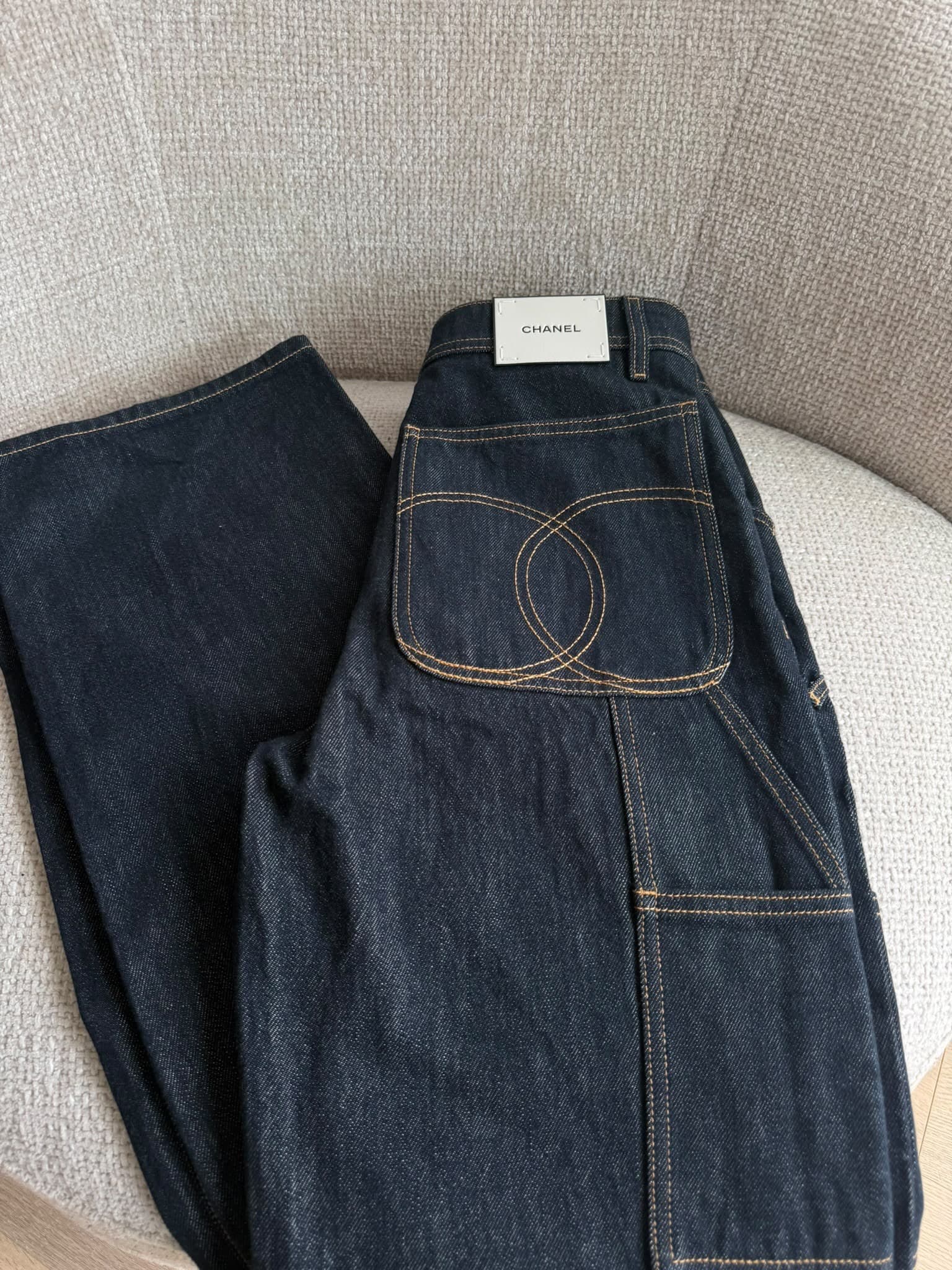Chanel Trousers 34 in Dark Blue Cotton — front view