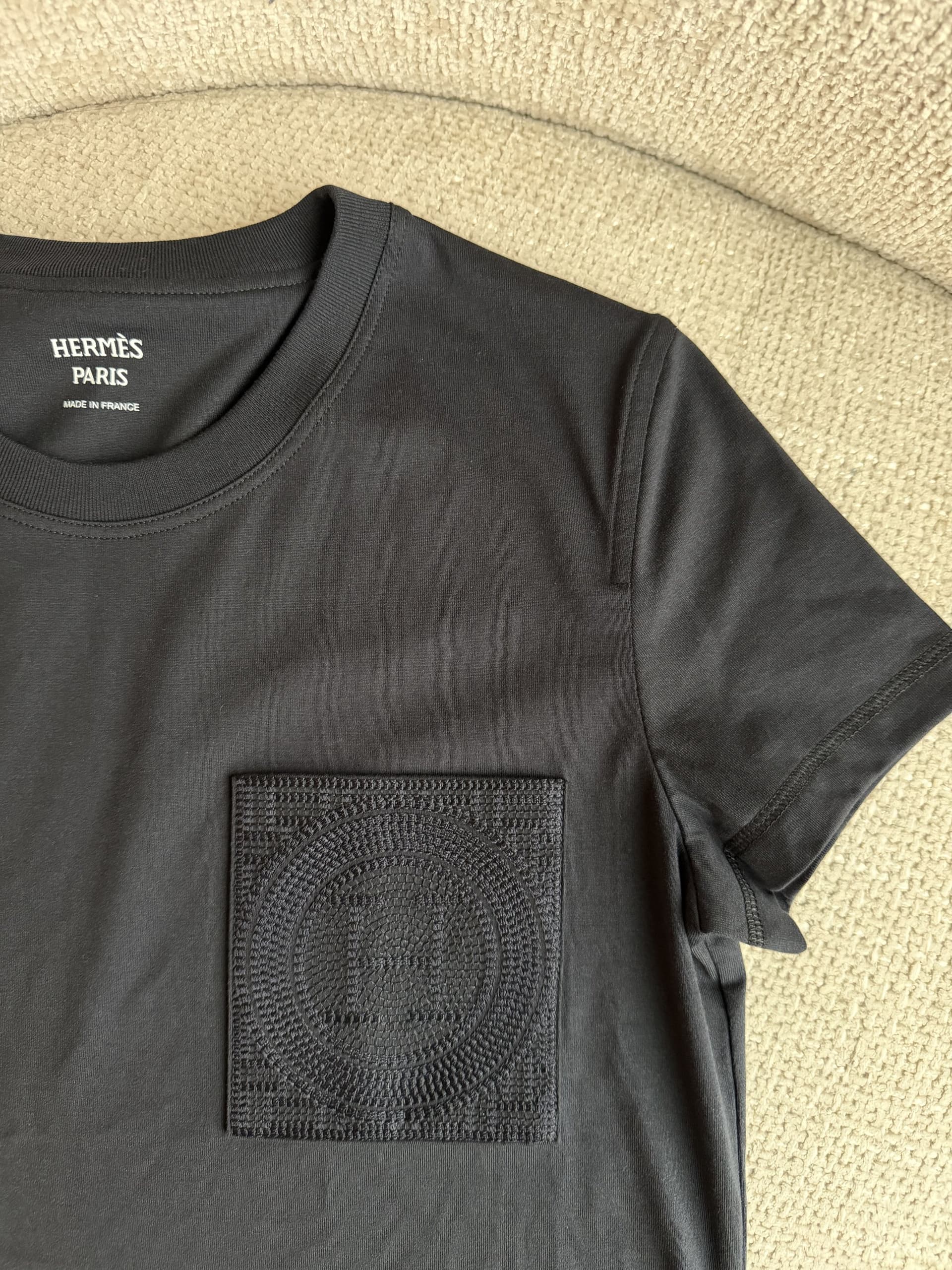 Hermès Top 34 in Bleu Noir Cotton — front view