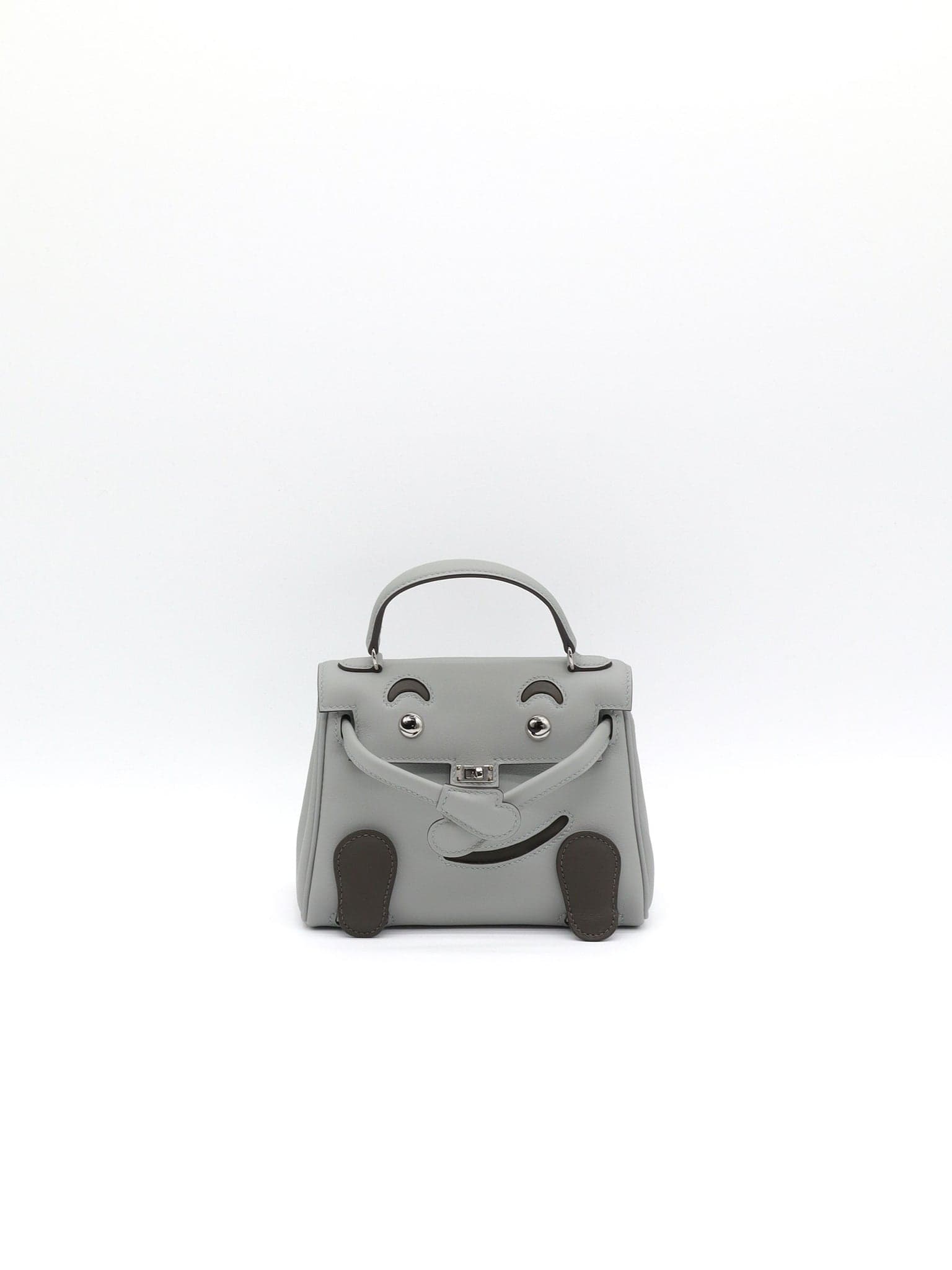 Hermès Kelly Doll in Bleu Glacier/ Vert Maquis Swift Palladium (PHW) hardware — front view