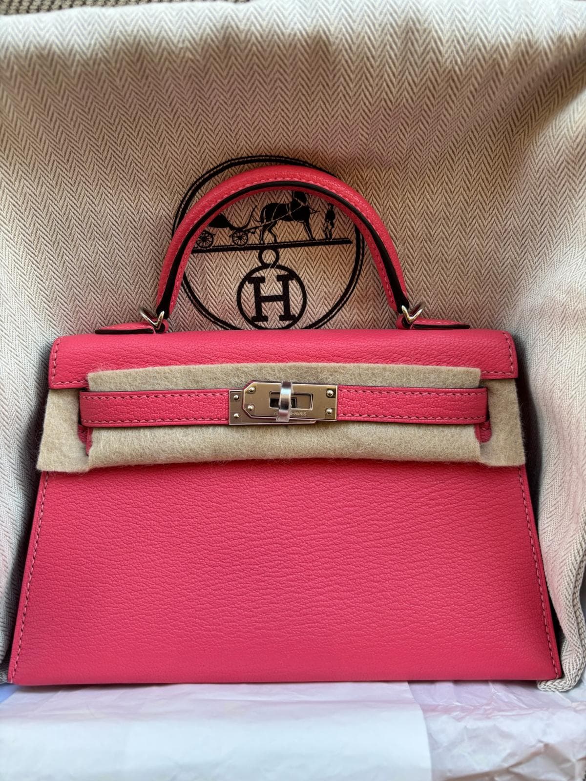 Hermès Mini Kelly Rose Lipstick Chèvre PHW Stamp D
