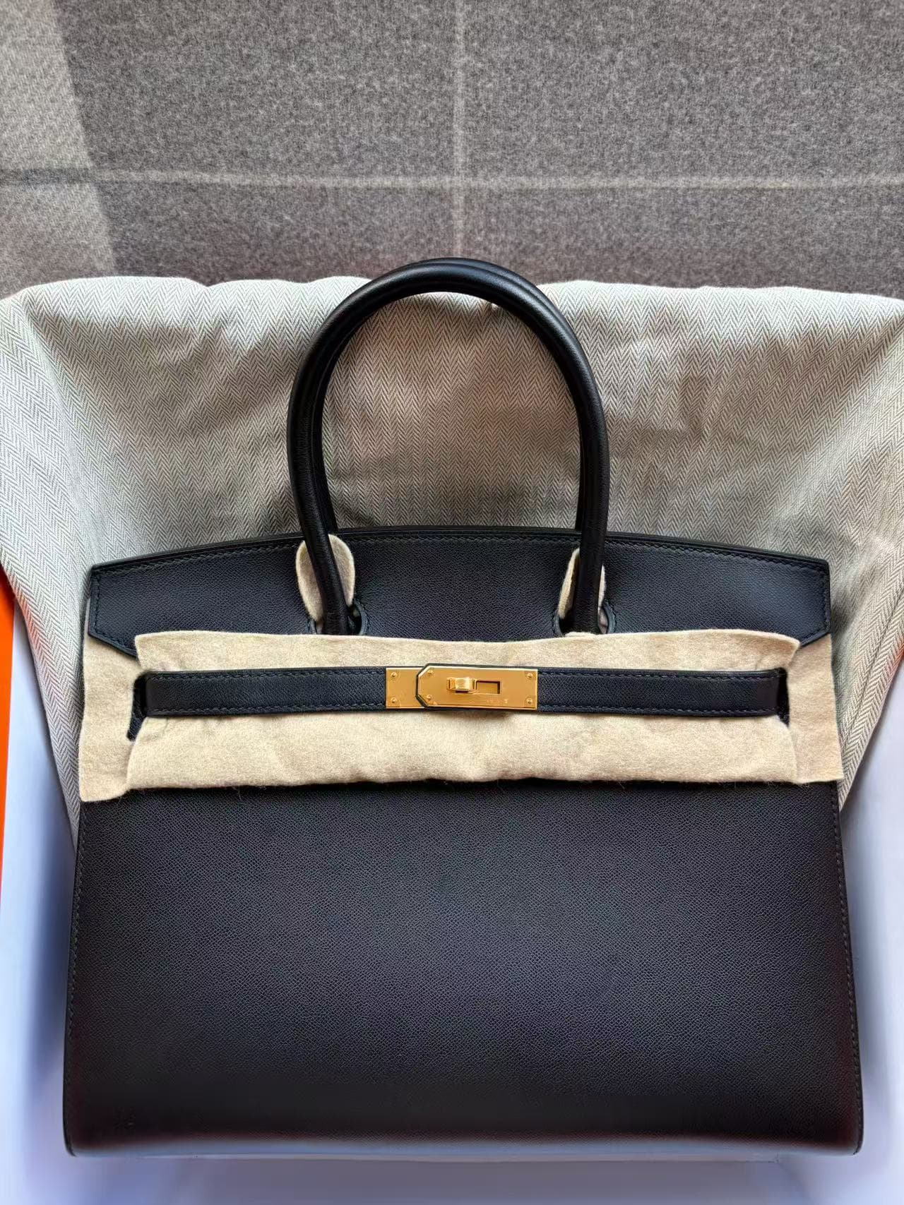 Hermès Birkin 30 in Black Madame GHW hardware — front view